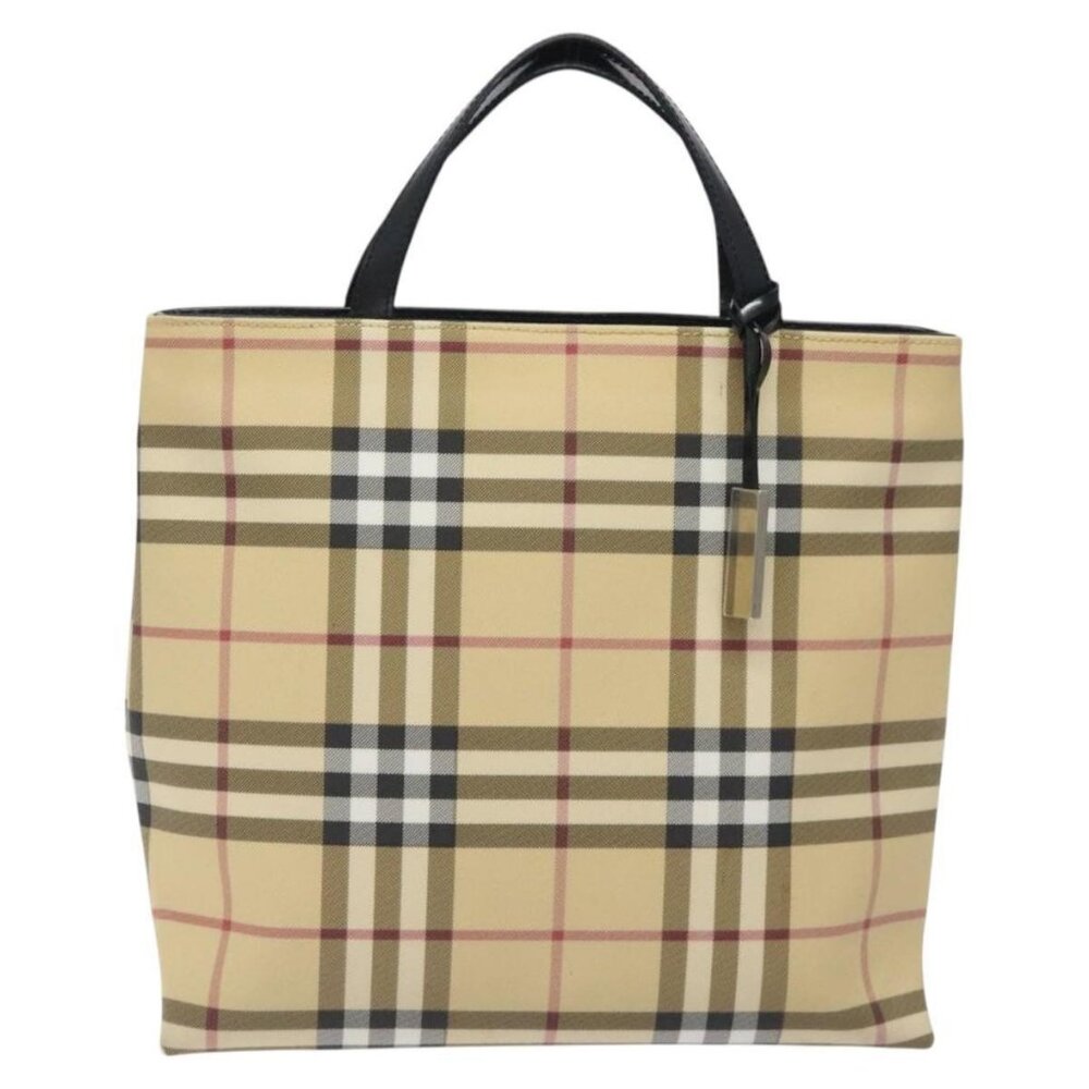 BURBERRY Nova Check Hand Bag PVC Beige Auth 120970 - Picture 3 of 16